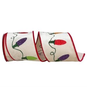 Reliant Christmas Lights Embroidered Plush Velvet Deluxe Wired Edge Ribbon New!